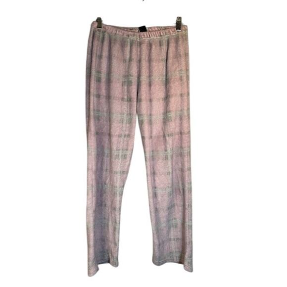 Mia & Tess Pink Gray Plaid Sleepwear PJ Pajama Pants Fleece Women Sz M - Picture 1 of 8